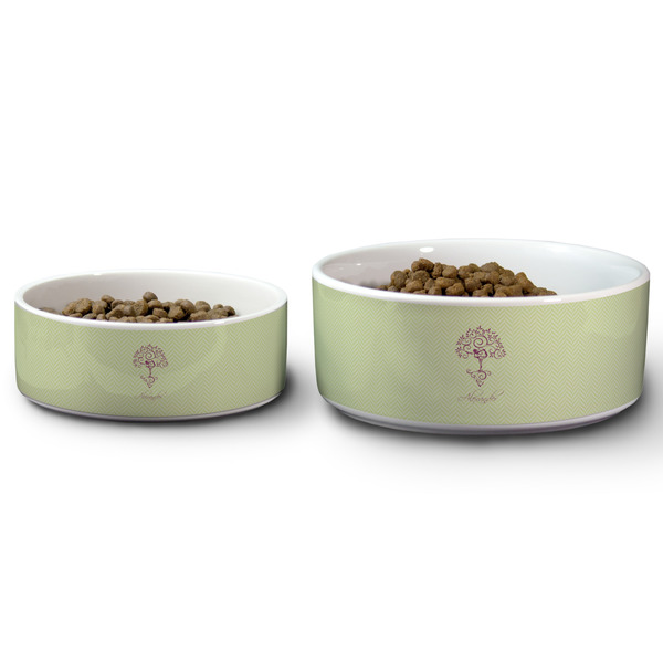 Yoga Tree Ceramic Dog Bowls - Size Comparison
