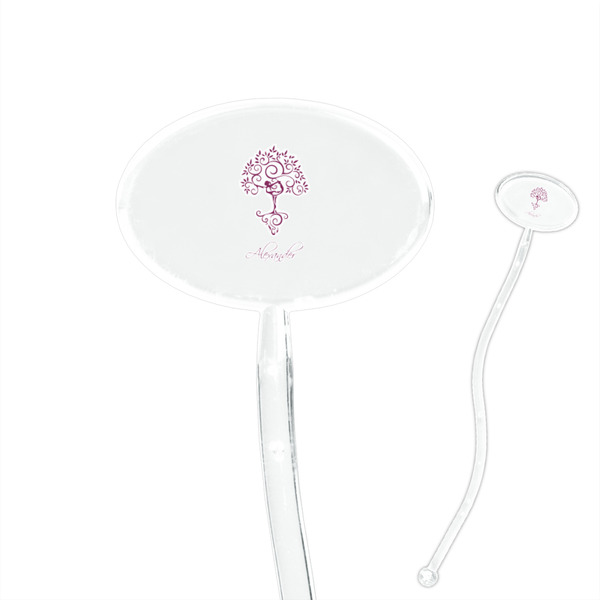 Custom Yoga Tree 7" Oval Plastic Stir Sticks - Clear (Personalized)