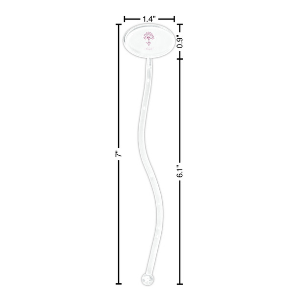 Yoga Tree Clear Plastic 7" Stir Stick - Oval - Dimensions