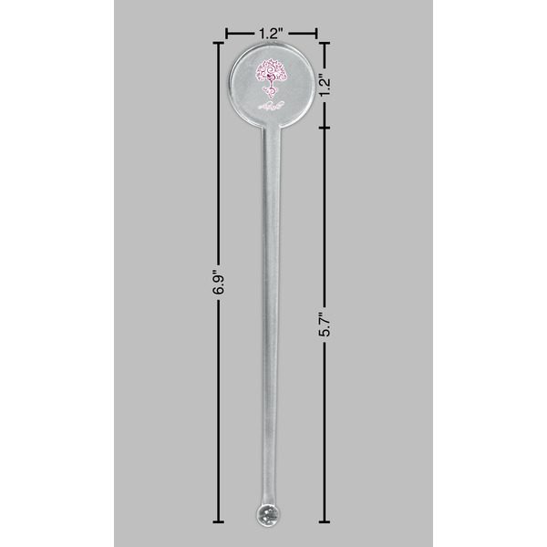 Yoga Tree Clear Plastic 7" Stir Stick - Round - Dimensions