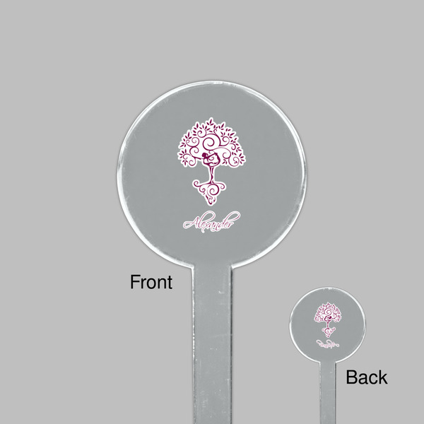 Yoga Tree Clear Plastic 7" Stir Stick - Round - Front & Back
