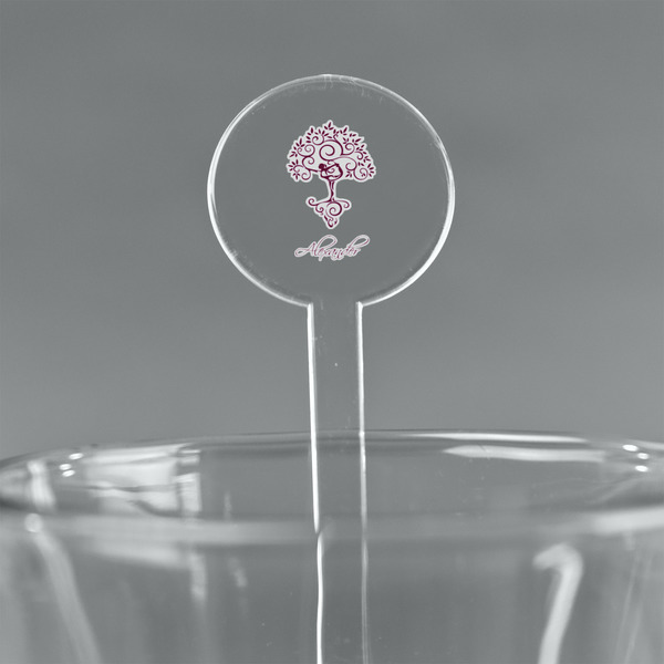 Custom Yoga Tree 5.5" Round Plastic Stir Sticks - Clear (Personalized)
