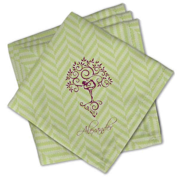Custom Yoga Tree Cloth Cocktail Napkins - Set of 4 w/ Name or Text