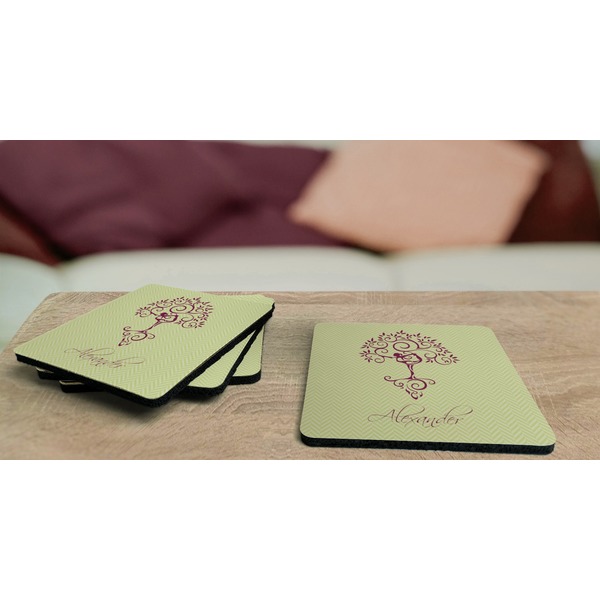 Yoga Tree Coaster Rubber Back - On Coffee Table