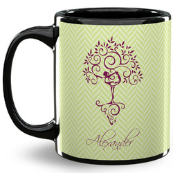 Yoga Tree 11 Oz Coffee Mug - Black (Personalized)
