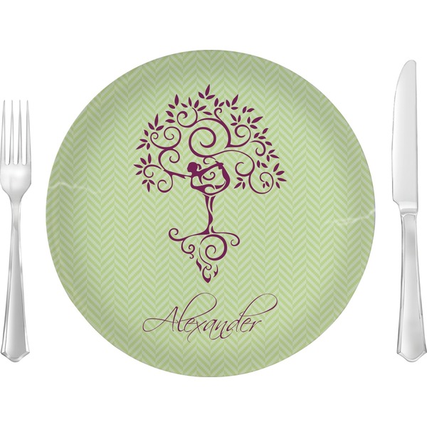 Custom Yoga Tree 10" Glass Lunch / Dinner Plates - Single or Set (Personalized)