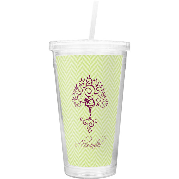 Custom Yoga Tree Double Wall Tumbler with Straw (Personalized)