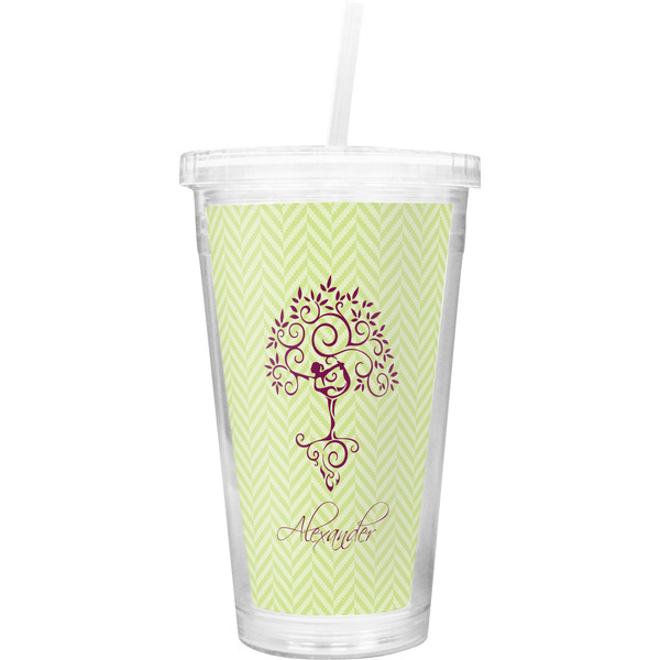 Custom Yoga Tree Double Wall Tumbler with Straw (Personalized)
