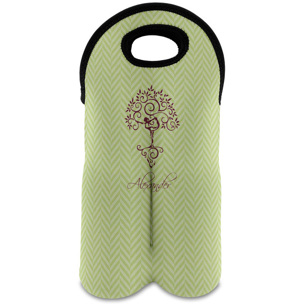 Custom Yoga Tree Wine Tote Bag (2 Bottles) (Personalized)