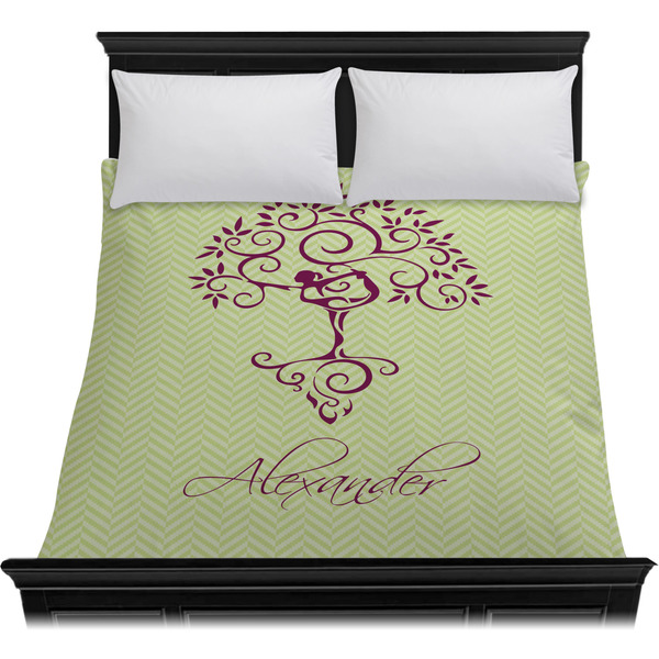 Yoga Tree Duvet Cover - Queen - On Bed - No Prop