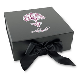Yoga Tree Gift Box with Magnetic Lid - Black (Personalized)