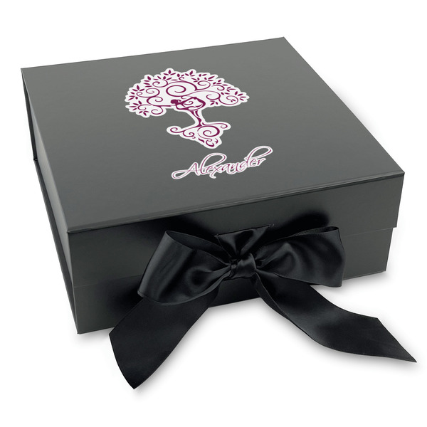 Custom Yoga Tree Gift Box with Magnetic Lid - Black (Personalized)