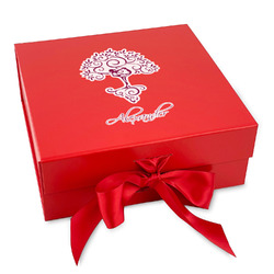 Yoga Tree Gift Box with Magnetic Lid - Red (Personalized)