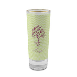 Yoga Tree 2 oz Shot Glass -  Glass with Gold Rim - Set of 4 (Personalized)