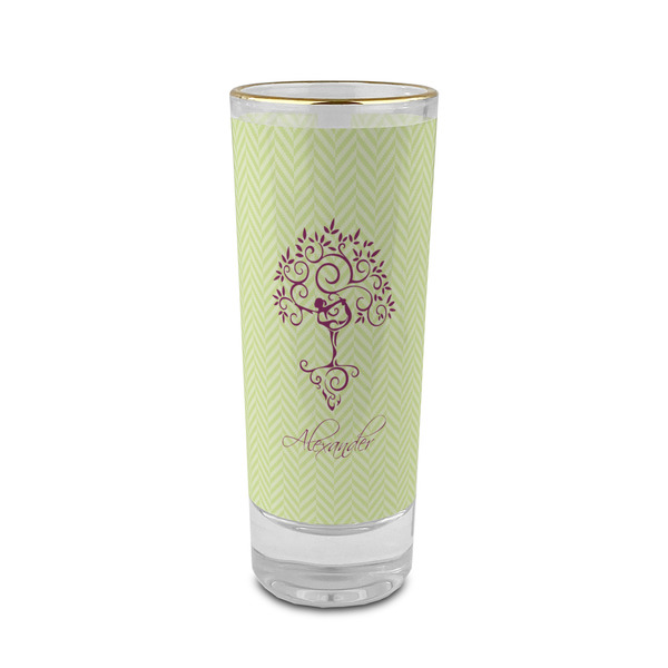Custom Yoga Tree 2 oz Shot Glass - Glass with Gold Rim (Personalized)
