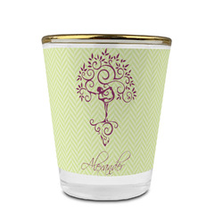 Yoga Tree Glass Shot Glass - 1.5 oz - with Gold Rim - Set of 4 (Personalized)