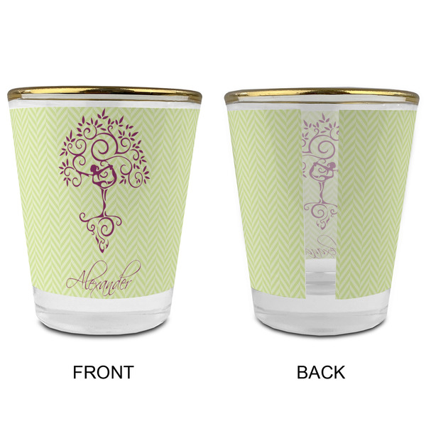 Yoga Tree Glass Shot Glass - with gold rim - APPROVAL
