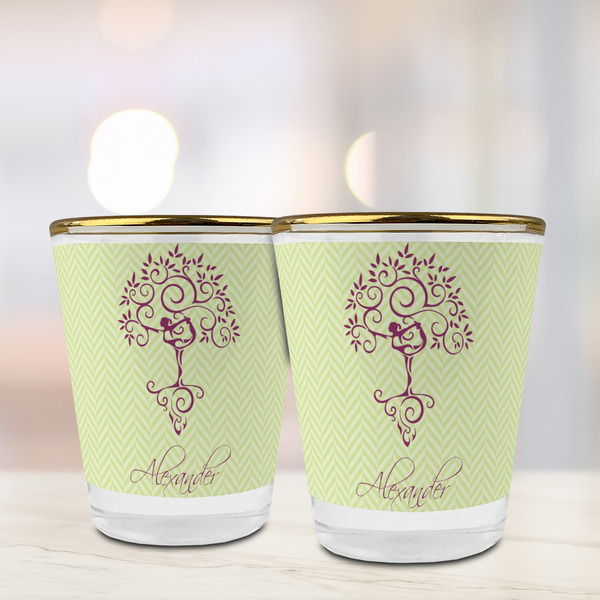Yoga Tree Glass Shot Glass - with gold rim - LIFESTYLE