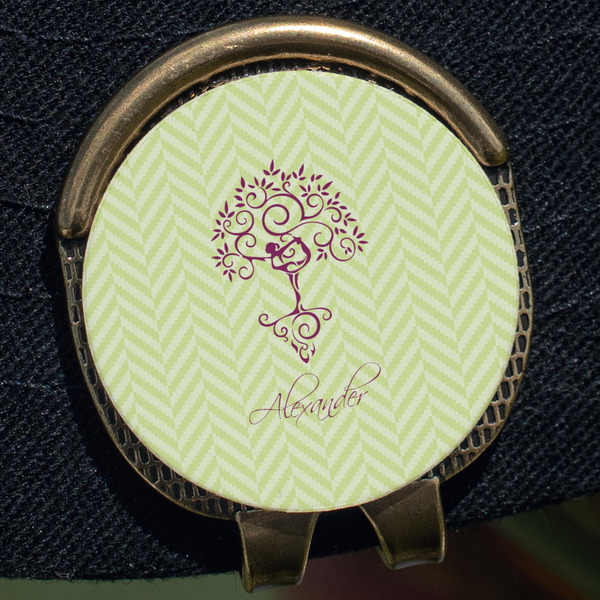 Yoga Tree Golf Ball Marker Hat Clip - Gold - Close Up
