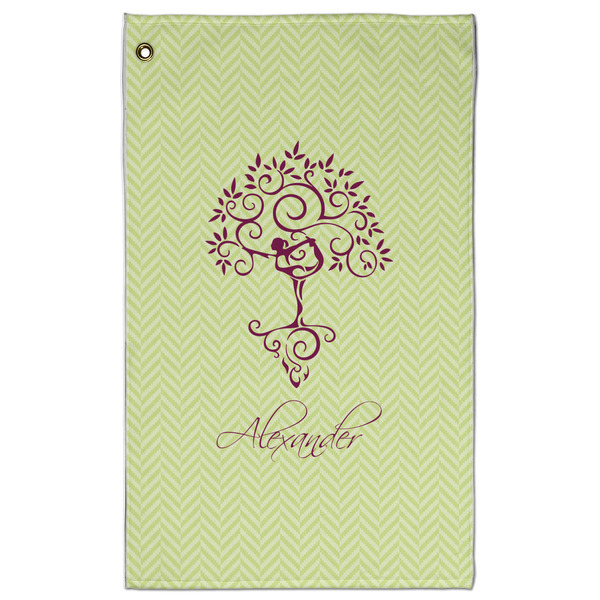 Custom Yoga Tree Golf Towel - Poly-Cotton Blend w/ Name or Text