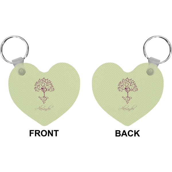 Yoga Tree Heart Keychain (Front + Back)