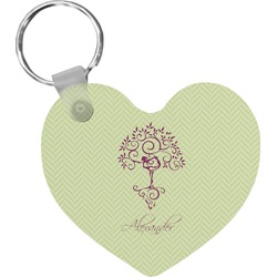 Yoga Tree Heart Plastic Keychain w/ Name or Text