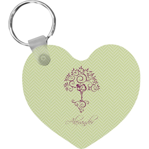 Custom Yoga Tree Heart Plastic Keychain w/ Name or Text