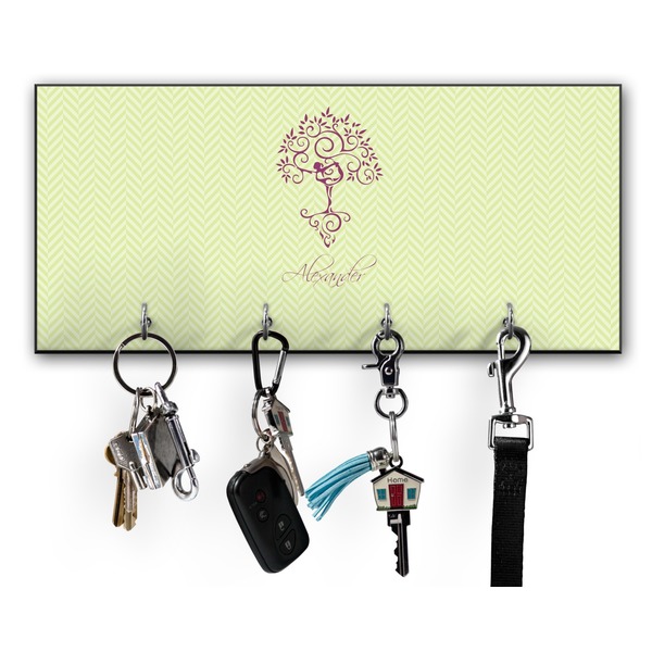 Custom Yoga Tree Key Hanger w/ 4 Hooks w/ Graphics and Text
