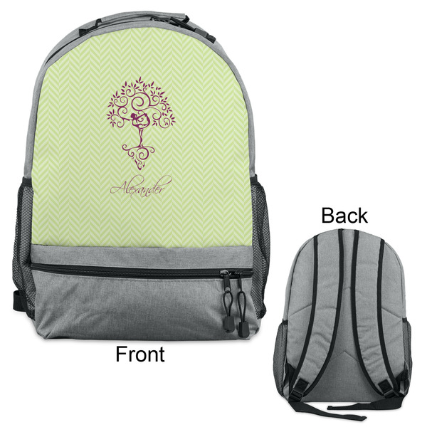Yoga Tree Large Backpack - Gray - Front & Back View