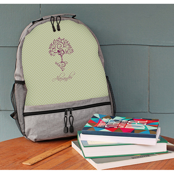 Yoga Tree Large Backpack - Gray - On Desk