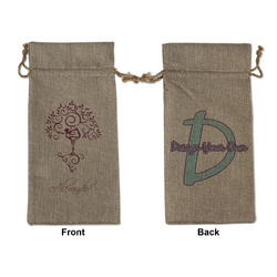 Yoga Tree Large Burlap Gift Bag - Front & Back (Personalized)