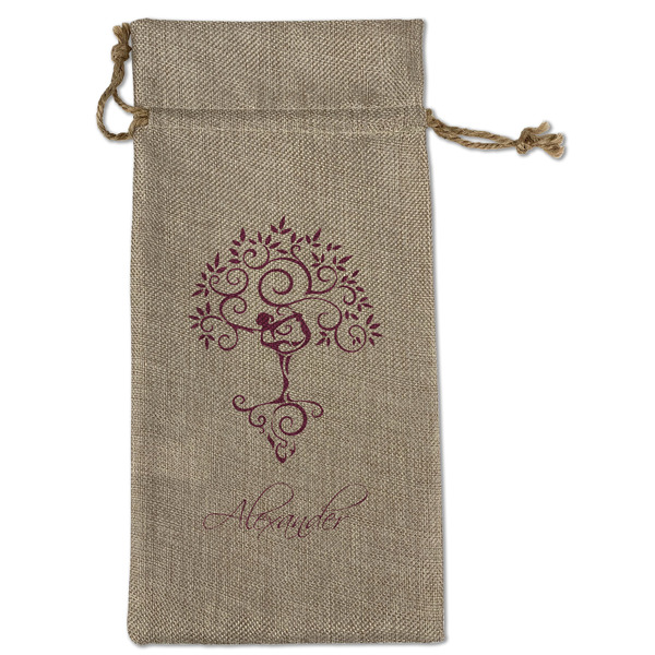 Yoga Tree Large Burlap Gift Bags - Front