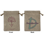 Yoga Tree Medium Burlap Gift Bag - Front & Back (Personalized)