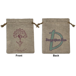Yoga Tree Medium Burlap Gift Bag - Front & Back (Personalized)