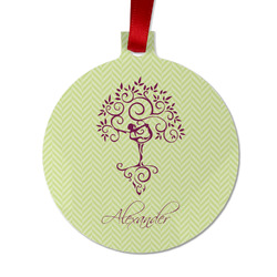 Yoga Tree Metal Ball Ornament - Double Sided w/ Name or Text