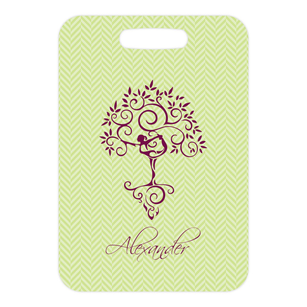 Yoga Tree Metal Luggage Tag - Front Without Strap
