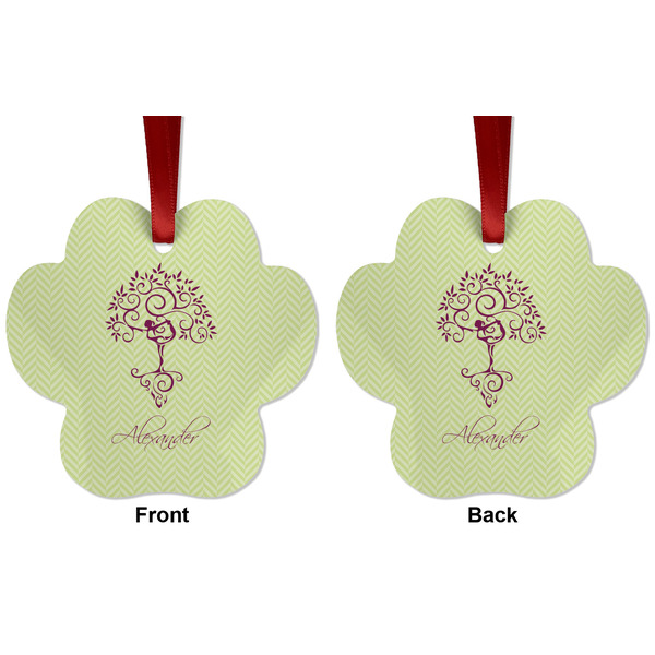 Yoga Tree Metal Paw Ornament - Front and Back