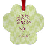 Yoga Tree Metal Paw Ornament - Double Sided w/ Name or Text