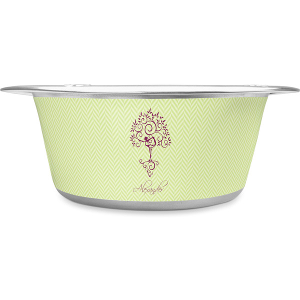 Custom Yoga Tree Stainless Steel Dog Bowl - Medium (Personalized)