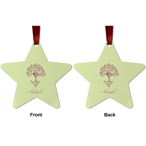 Yoga Tree Metal Star Ornament - Front and Back