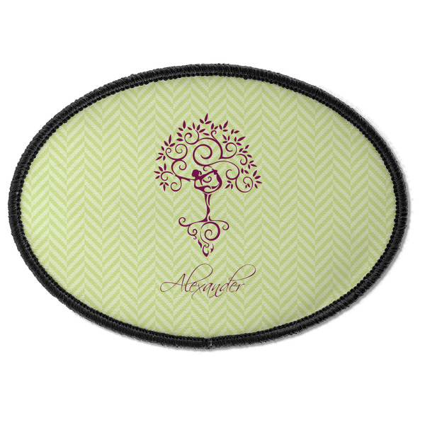 Custom Yoga Tree Iron On Oval Patch w/ Name or Text