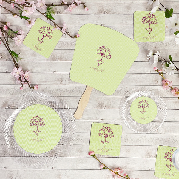 Yoga Tree Party Supplies Combination Image - All items - Plates, Coasters, Fans