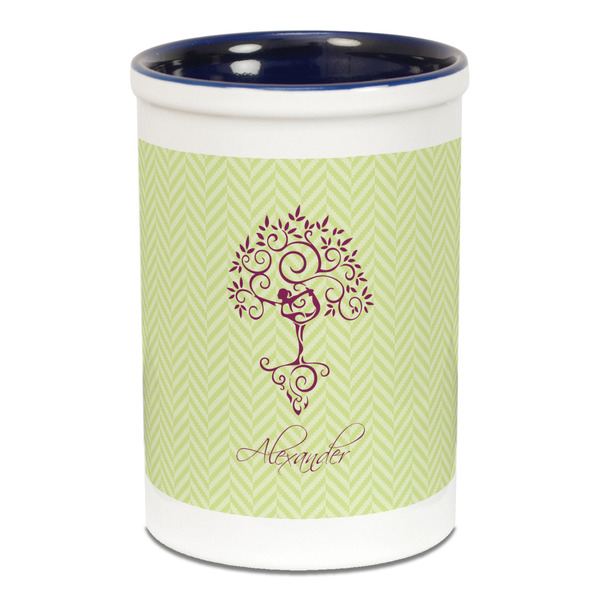 Custom Yoga Tree Ceramic Pencil Holders - Blue
