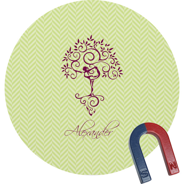 Custom Yoga Tree Round Fridge Magnet (Personalized)