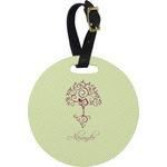 Yoga Tree Plastic Luggage Tag - Round (Personalized)