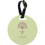 Yoga Tree Plastic Luggage Tag - Round (Personalized)