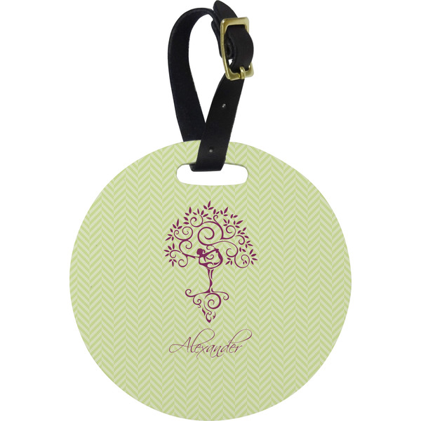 Custom Yoga Tree Plastic Luggage Tag - Round (Personalized)