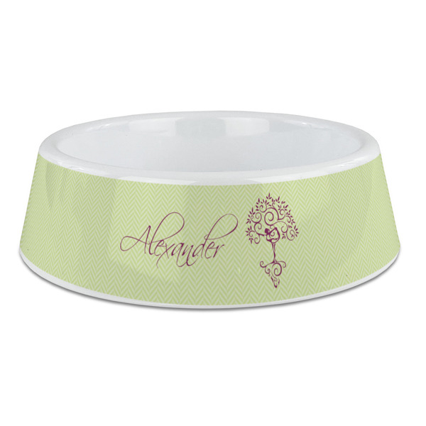 Custom Yoga Tree Plastic Dog Bowl - Large (Personalized)
