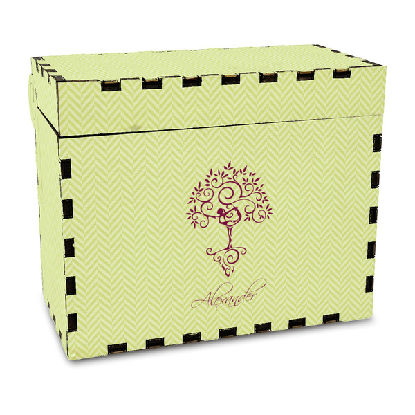 Custom Yoga Tree Wood Recipe Box - Full Color Print (Personalized)