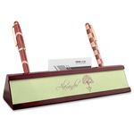 Yoga Tree Red Mahogany Nameplate with Business Card Holder (Personalized)